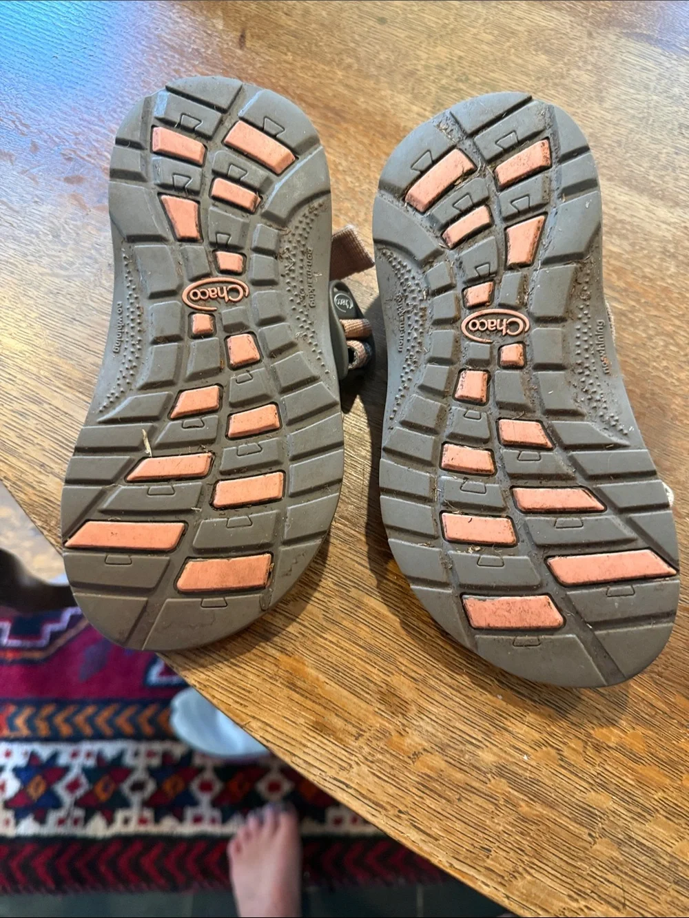 Chaco Kids Sport Sandals - Gray Footbed with Peach and Gray Straps